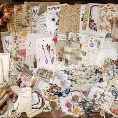 Vintage Scrapbook Supplies 260 PCS – 120 Matte Papers, 80 Washi Stickers, 20