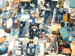 #26 – 150+pcs Blue Christmas JUNK JOURNAL 3D Kit with REAL EPHEMERA Mixed Media