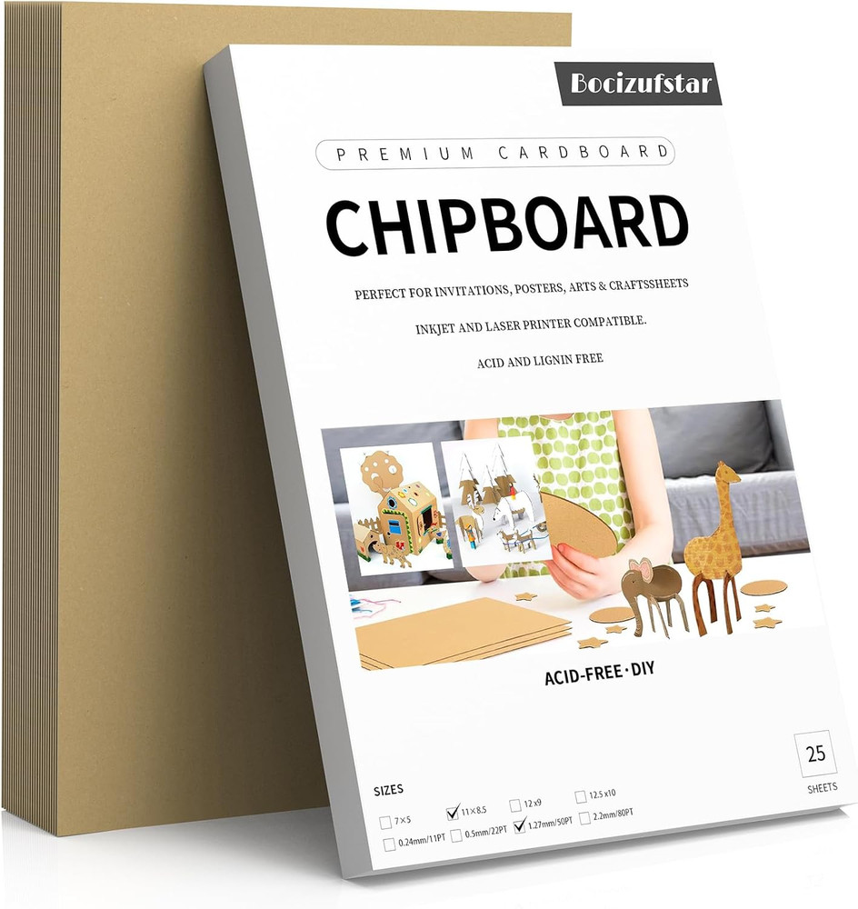 Chipboard Sheets 8.5″ X 11″ – 25 Sheets, 50PT Thick for Binding, Scrapbooking,