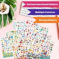 Calendar Stickers, 14 Sheets Seasonal Events, 1,200+ Planner Labels, Green