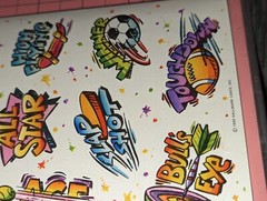 Vintage Hallmark Stickers sports sayings phrases, words 1 Sheet