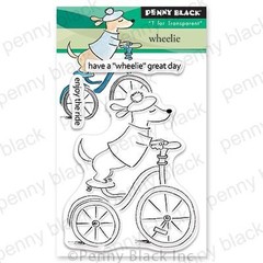 New Penny Black RUBBER STAMP clear WHEELIE DOG SET Free USA ship
