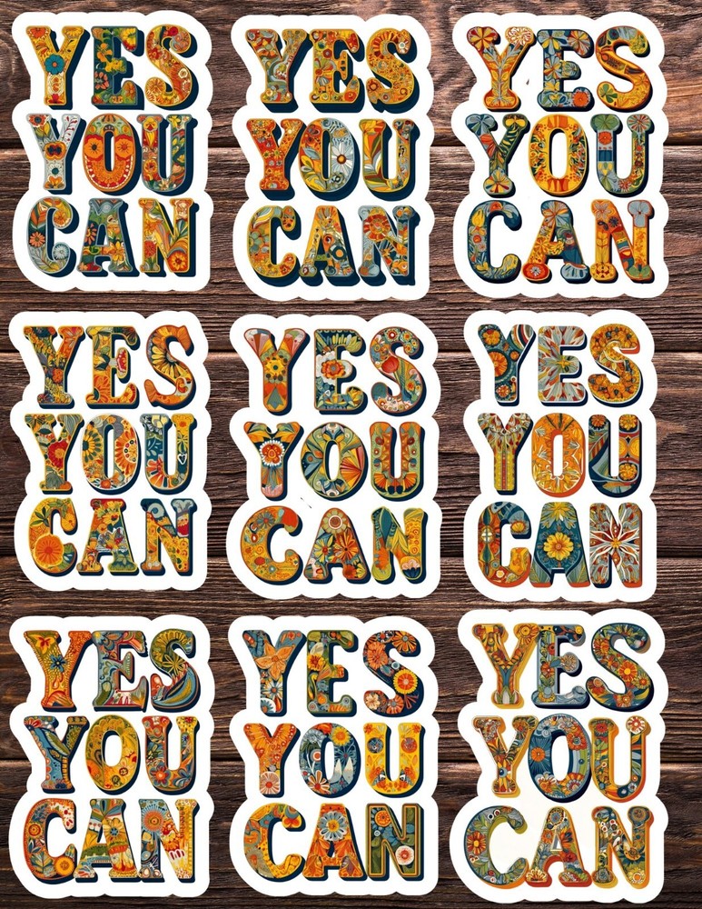 Yes You Can Die Cut Vinyl Stickers Set Scrapbooking Laptop Water Bottle