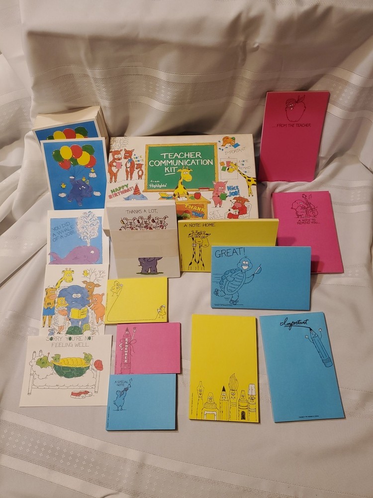 Vintage 1991 HIGHLIGHTS FOR KIDS TEACHER COMMUNICATION KIT. Cards & Notes S7