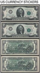 $2 Two Dollar 1976 Federal Reserve Note (US CURRENCY STICKERS) (Lot Of 2)