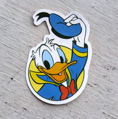 Disney Mickey Mouse Donald Duck Blue Hat Red Bowtie Sticker Yellow 1Pc