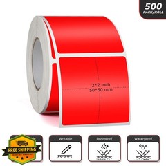Meitaat Red Square Stickers 2×2 Inch Roll