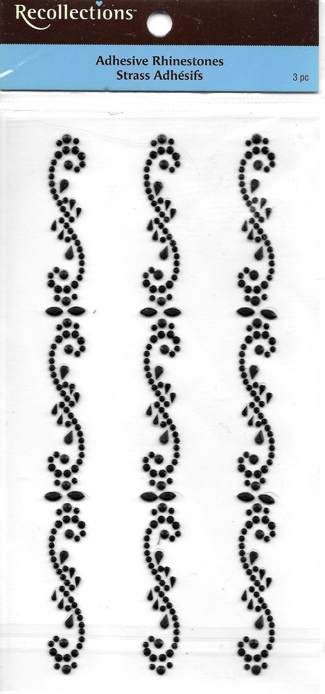 Swirls Swirl Flourish Bling Black Rhinestones Border Recollections Stickers