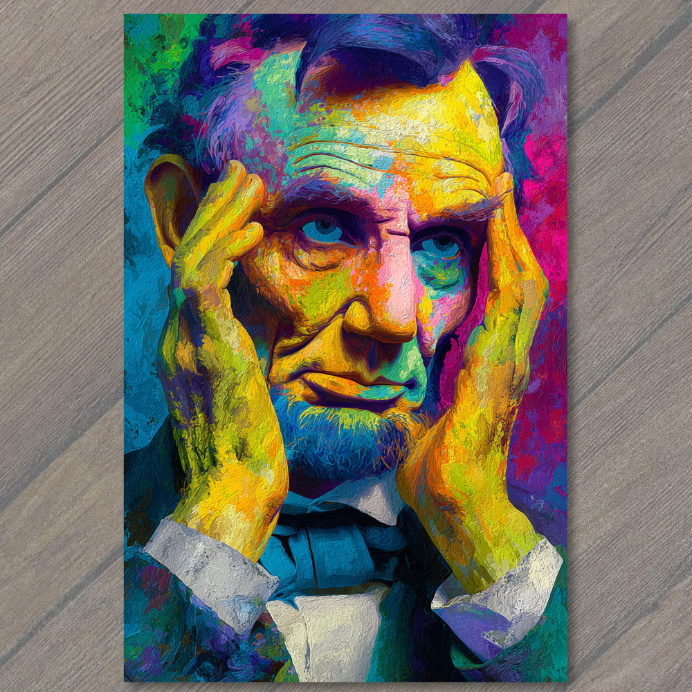 STICKER Abraham Lincoln Colorful Pop Portrait Bold Texture