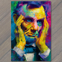 STICKER Abraham Lincoln Colorful Pop Portrait Bold Texture