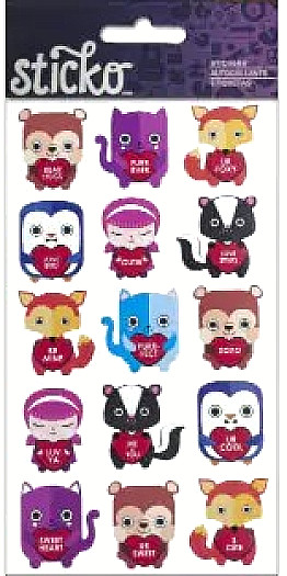 Valentine Animals Bear Hugs Cuties Love BIrd Be Mine Foxy Sticko Stickers