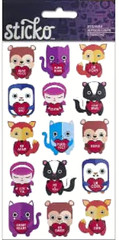 Valentine Animals Bear Hugs Cuties Love BIrd Be Mine Foxy Sticko Stickers