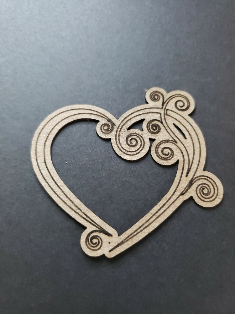 Chipboard Scrapbooking laser scored and cut die cut embellishments heart #1