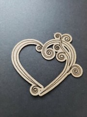 Chipboard Scrapbooking laser scored and cut die cut embellishments heart #1