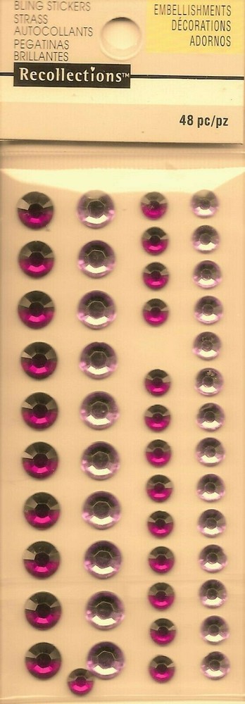 Bling Red Pink Purple Circle Adhesive Gems Rhinestones Recollections Stickers