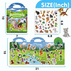 HOT FOX 6 Pack Reusable Sticker Book, Jelly Sticker Book for Kids, Suitable f…