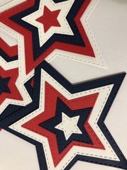 RED,WHITE & BLUE STITCHED STAR Die-Cuts(15pc)Fourth Of July•Independence•America