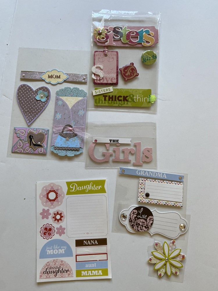 unbranded mixed lot “family “ 3D stickers & Sticker. Incomplete- Good-