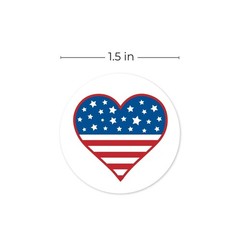 Patriotic Heart Stickers – 1.5″ Circle, 500 Pack, 4th of July & Veterans Day Sea