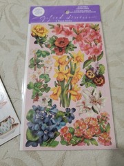 3 Vtg Gifted Line The Kirshner Sticker Sheet Victorian Dress Flower Tea Cups 92
