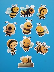 STICKERS x 10 Honey Bee Apiculture Beehive Cartoon Bees Vinyl Sticker B12B