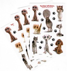 4 Sheets TWISTED Whiskers Cats and Dogs Paw Prints Scrapbook Stickers!