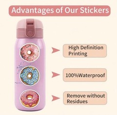 10 Pack – Random Glossy Kawaii Donut Sweet Yummy Cute Phone Laptop Cup Stickers