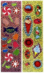 SWEETS Candy Ice Cream Jelly Beans Gumdrops Lollipop Sparkly Stickers! 8 Sheets!