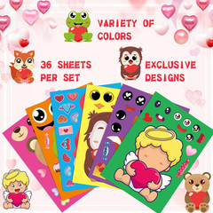 Valentines Stickers for Kids 36 Sheets Make Your Own Face Stickers DIY Valentine