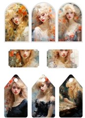 8 Blonde Women Tags Junk Journals Scrapbook USA Seller