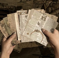 Lot Of 10 Coffee Stained Newspaper Scrapbook Embellishments 5.5in X 5.5in