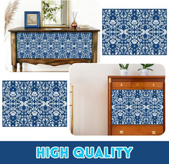  3 Sheets Blue White Boho Floral Rub on Transfers for Crafts and Furniture, Dec