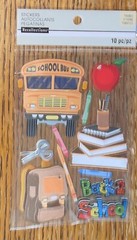 RECOLLECTIONS Back 2 School Yellow Bus Backpack Book Suplies Scrapbook Stickers