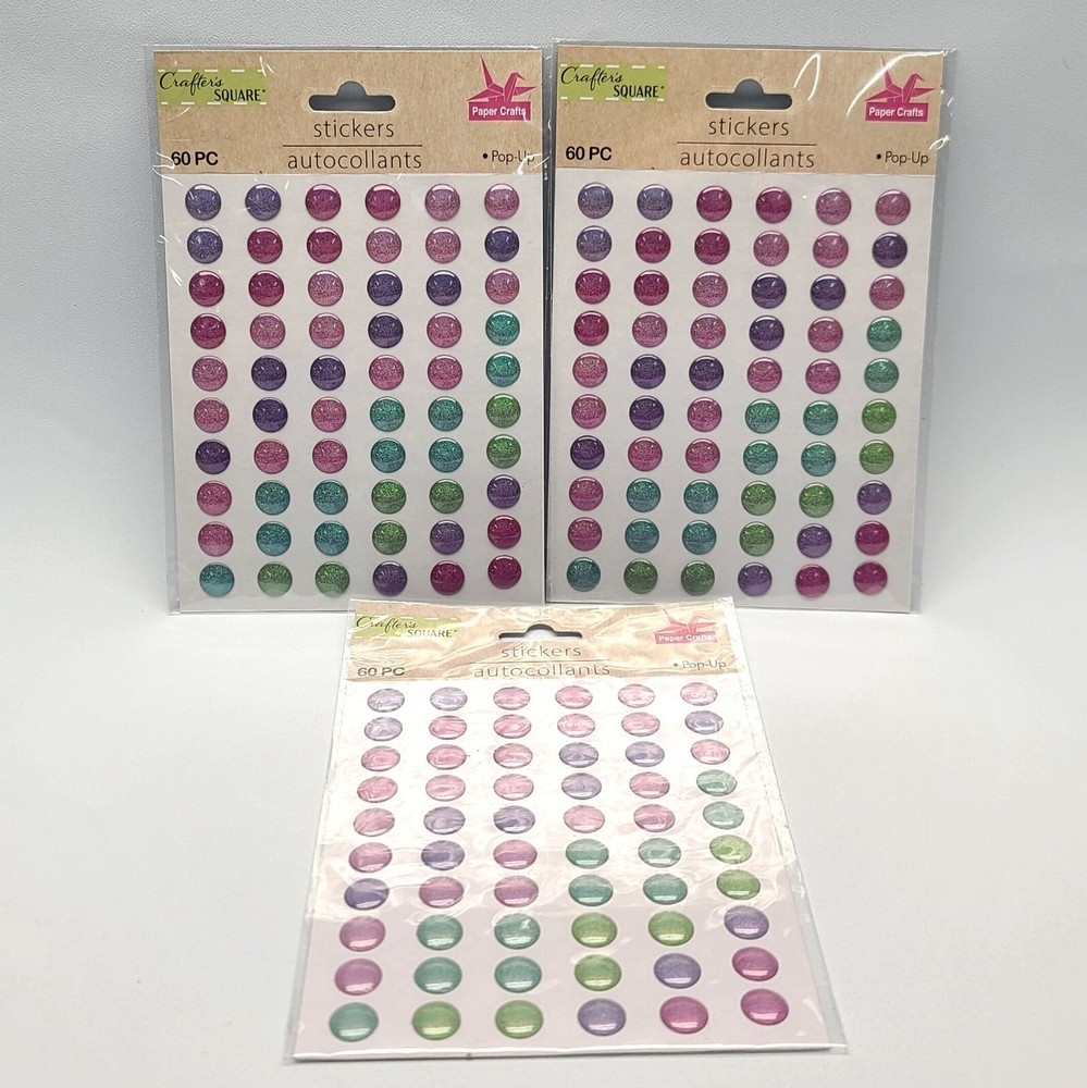 ⭐️ (3pk) Crafter’s Square Colorful Dots Circles Scrapbook Sticker Lot