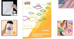 20 Sheets Matte Waterproof Printable Vinyl Sticker Paper for Inkjet & Cricut Use
