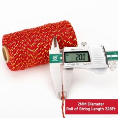 String – 2MM 328ft Bakers Twine, Red Cotton and Gold String for Gift Red Gold