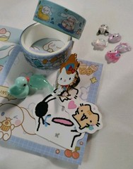 Sanrio Hello Kitty Stationery Memo Pad Washi Tape Stickers Enamel Pin and Charms