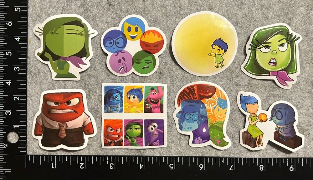 Lot of 8 Assorted Inside Out Disney Pixar Animated Cartoon Stickers