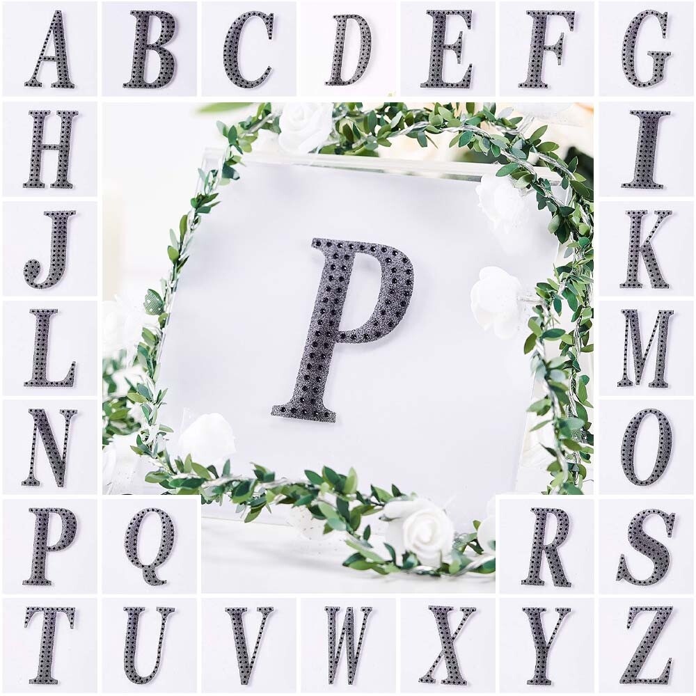 4-Inch Black Letter Number Self-Adhesive Rhinestones GEMS STICKERS Party Crafts