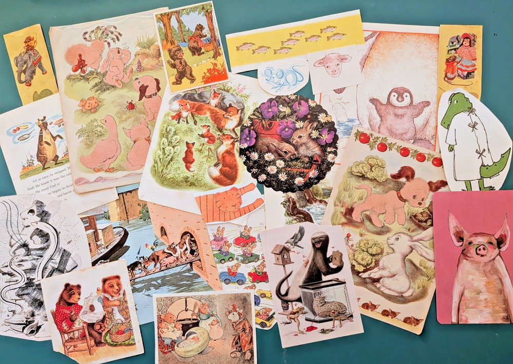 LOT 100 pc Vtg Animals Birds Book Plates Ephemera Pack Junk Journal Scrapbooking