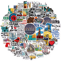 50 PCS New York Travel World Stickers NYC City Stickers Vintage Waterproof Vinyl