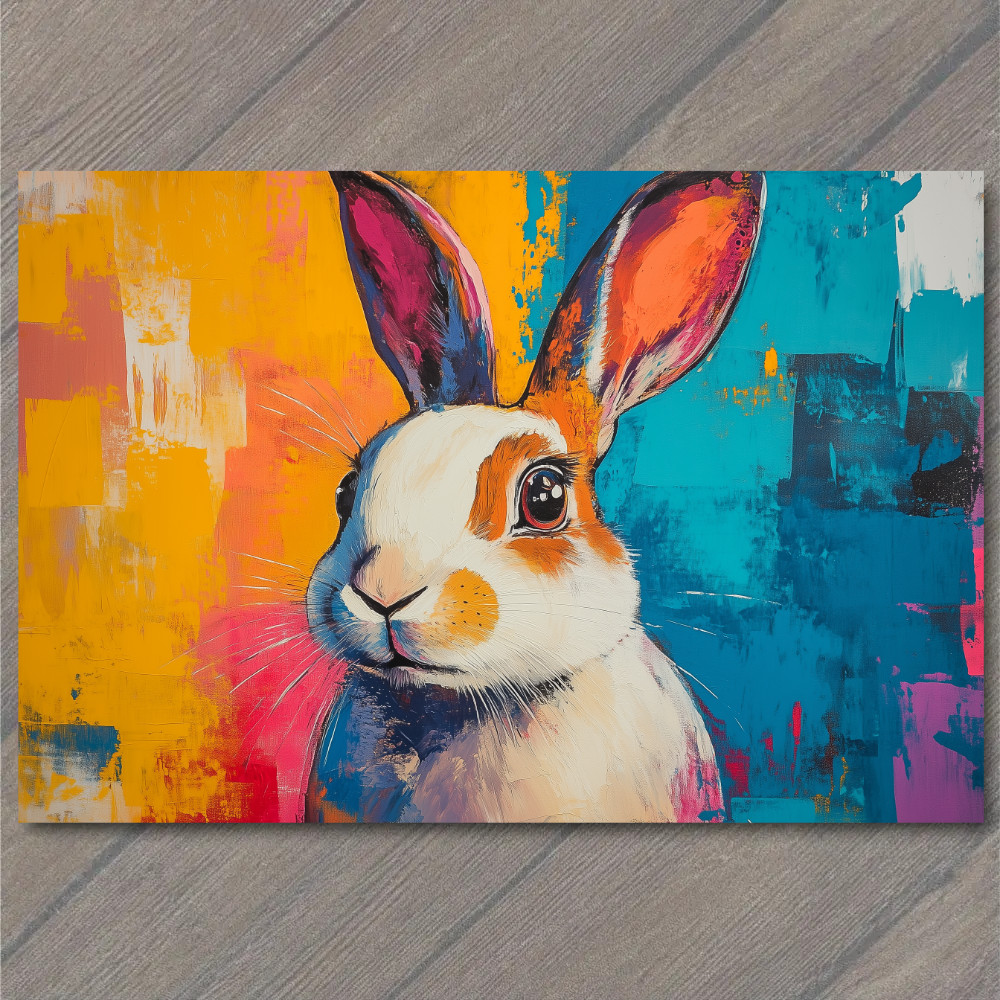 STICKER Bunny Rabbit Easter Color Explosion Whimsical Bright Pop Art Neon Fun