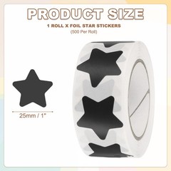 Star Stickers Roll 1 Inch, 500pcs Adhesive Star Labels for DIY Crafts, Black