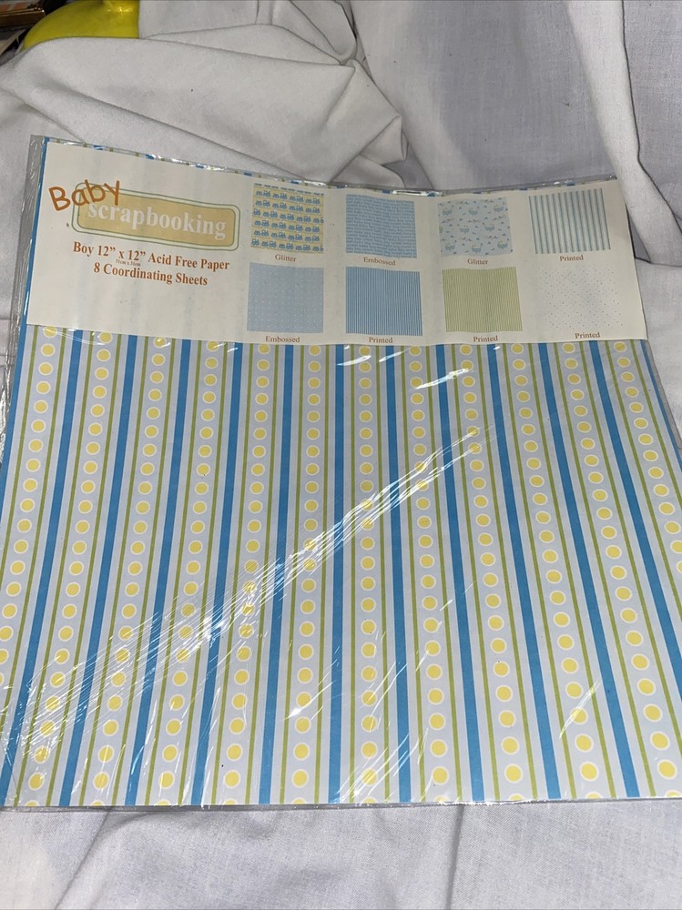 Brand New Baby ‘ (8) 12×12″ Coordinating￼ Sheets Sealed Package