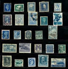 25 Blue Teal Slate Worldwide Used Stamps Color Lot — Crafts Art (WM250)