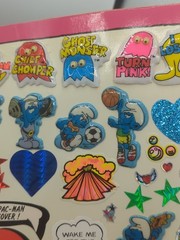 Vintage 1980s Kids Sticker Book, Pac-Man, Q Bert, Scratch N Sniff Etc