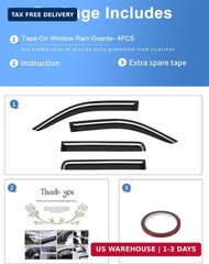 Tape-on Rain Guards Fit for 2005-2021 Nissan Frontier Crew Cab (4 Full-Size Door