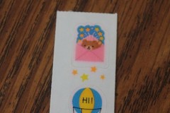 Vintage 1983 Sticker strip Teddy Bears Jack in box Hot air balloon envelope