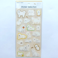 Kawaii White Dog Sticker Sheet Samoyed Poodle Bichon Frise Japan Made