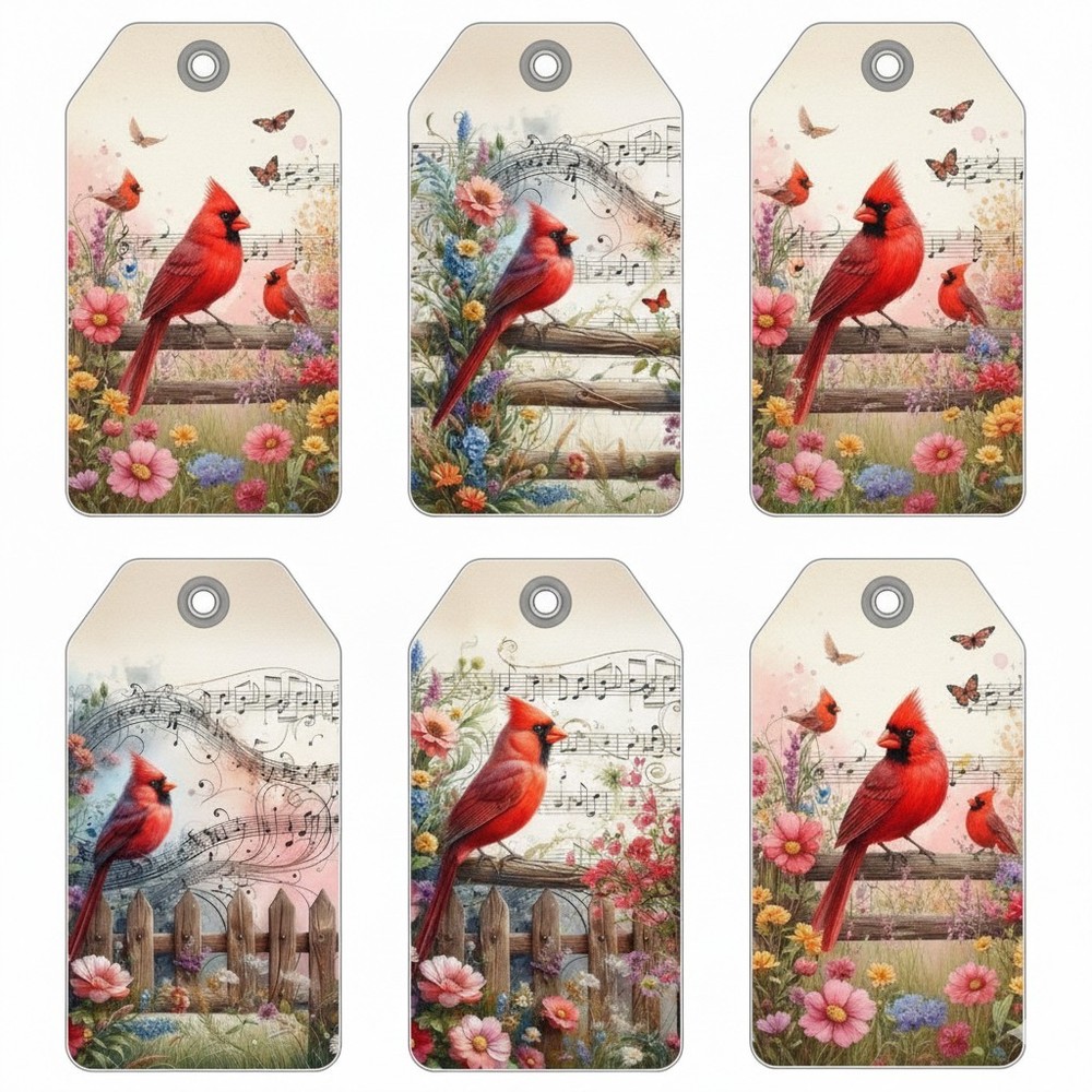 Set Red Cardinal Blue Birds Tags Junk Journal Scrapbook Choose A Set